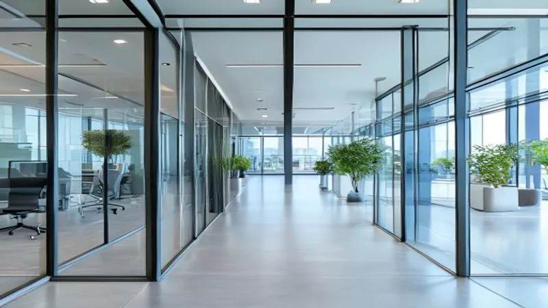 Hình ảnh thiết kế nội thất Vách ngăn kính văn phòng: Giải pháp không gian mở hiện đại
